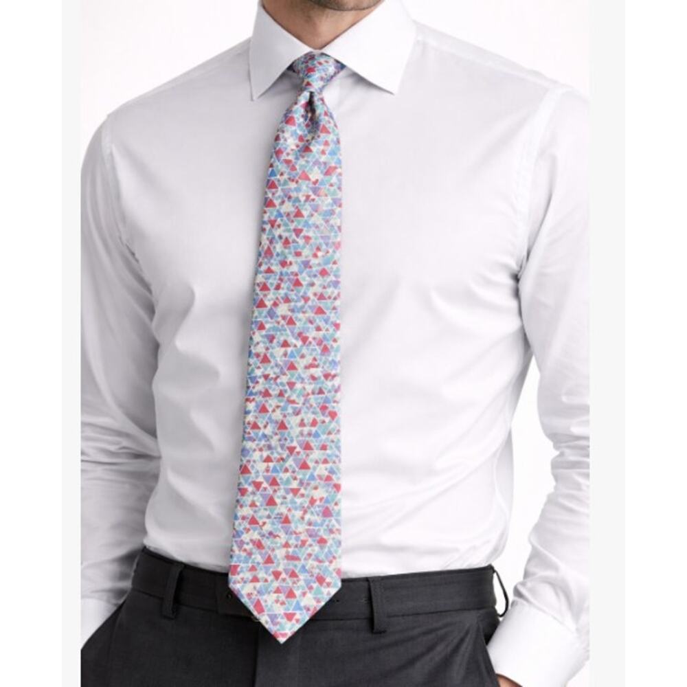 Christian Dior‎ Monsieur Silk Tie Geometric Red Blue Purple Classic USA Designer